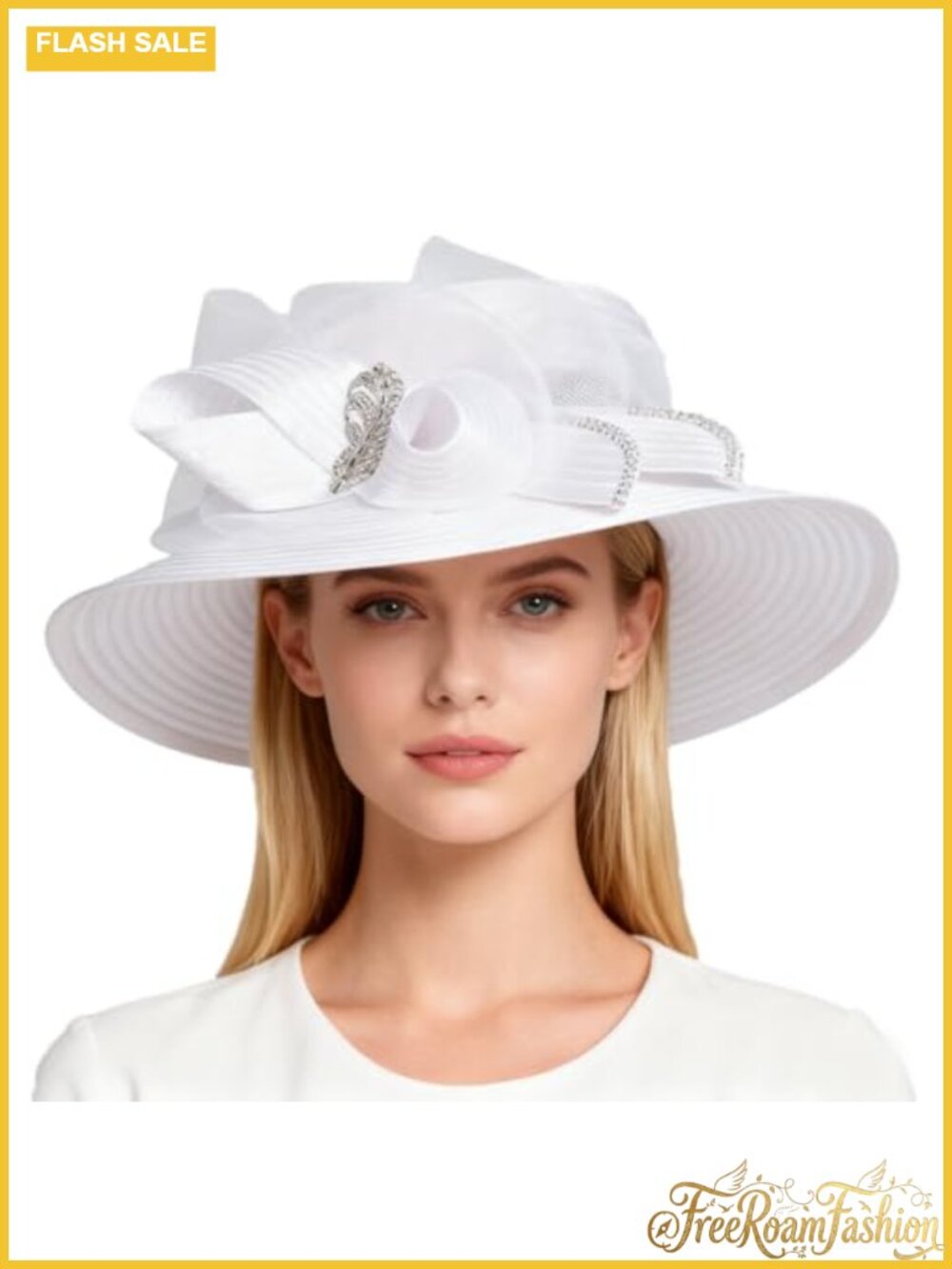 Polyester Fascinator Hat Wide Brim Floral Derby Church Formal
